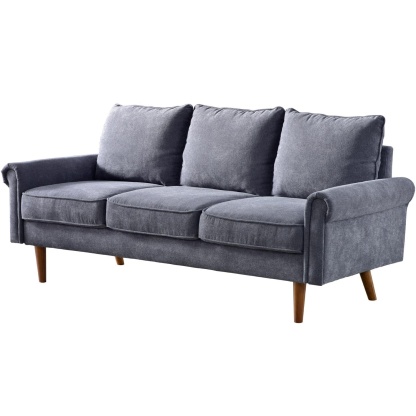 Living Room 73.6'' Wide Suede or Line Fabric Sofa, 6 Colors