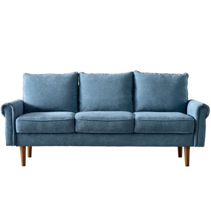 Living Room 73.6'' Wide Suede or Line Fabric Sofa, 6 Colors