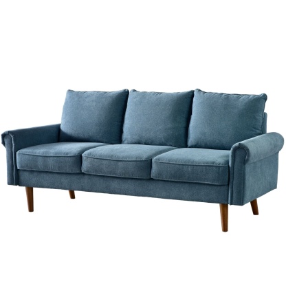 Living Room 73.6'' Wide Suede or Line Fabric Sofa, 6 Colors