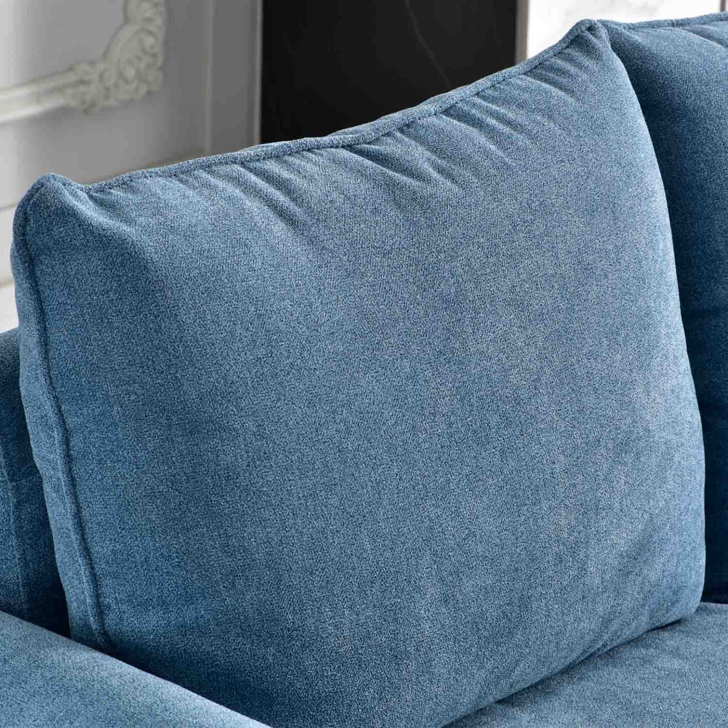 Living Room 73.6'' Wide Suede or Line Fabric Sofa, 6 Colors