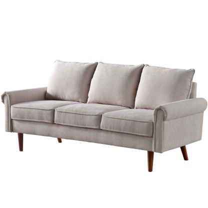 Living Room 73.6'' Wide Suede or Line Fabric Sofa, 6 Colors
