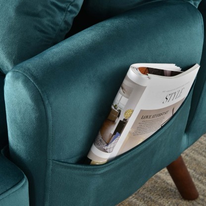 Living Room Accent Chair with Ottoman, 6 Angles Adjustable