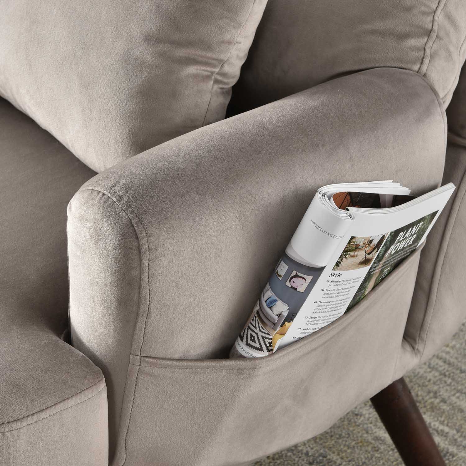 Living Room Accent Chair with Ottoman, 6 Angles Adjustable