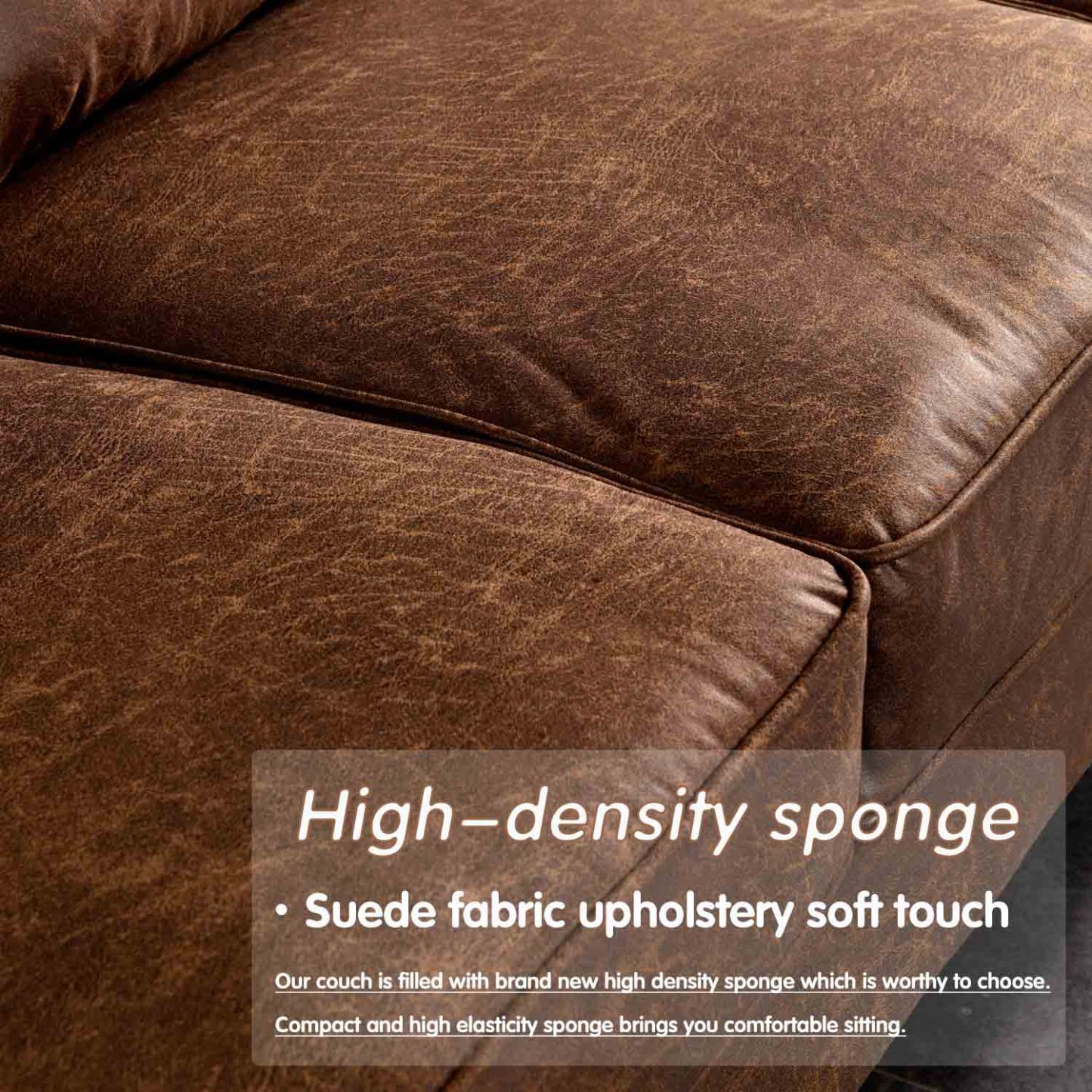 Living Room 73.6'' Wide Suede or Line Fabric Sofa, 6 Colors