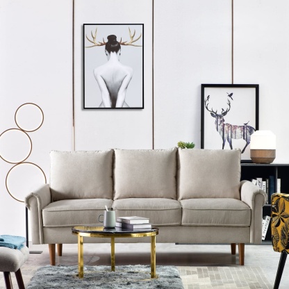 Living Room 73.6'' Wide Suede or Line Fabric Sofa, 6 Colors