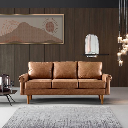 Living Room 73.6'' Wide Suede or Line Fabric Sofa, 6 Colors