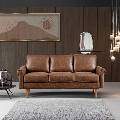 Living Room 73.6'' Wide Suede or Line Fabric Sofa, 6 Colors