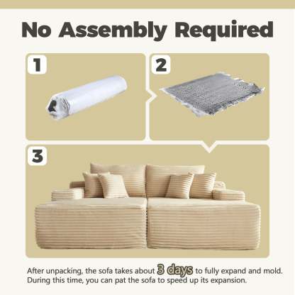 81" Boneless Sofa, Sleeper Couch, No Assembly Required