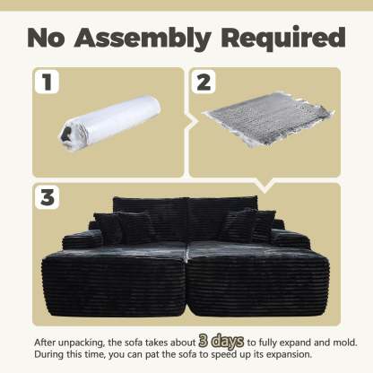 81" Boneless Sofa, Sleeper Couch, No Assembly Required