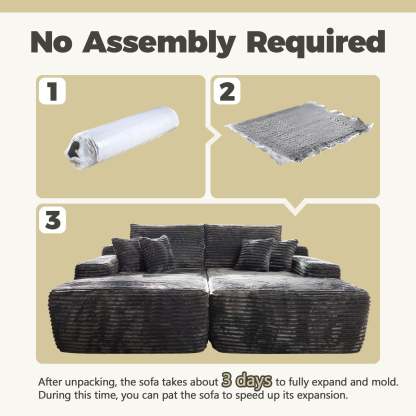 81" Boneless Sofa, Sleeper Couch, No Assembly Required