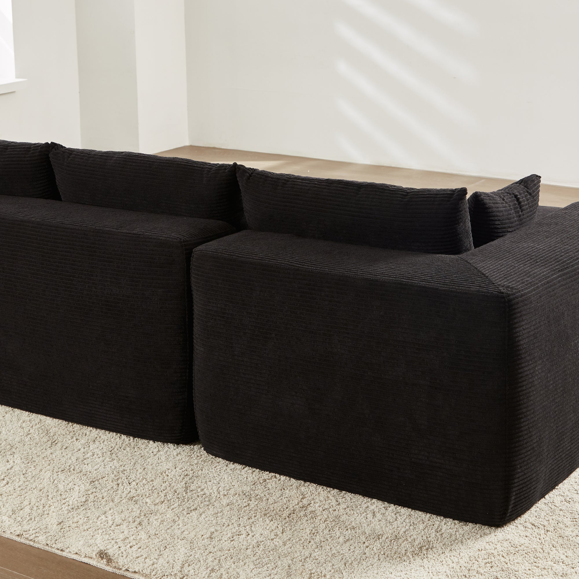 104" L-Shape Modular Couch with Chaise,Corduroy Fabric,No Assembly Required