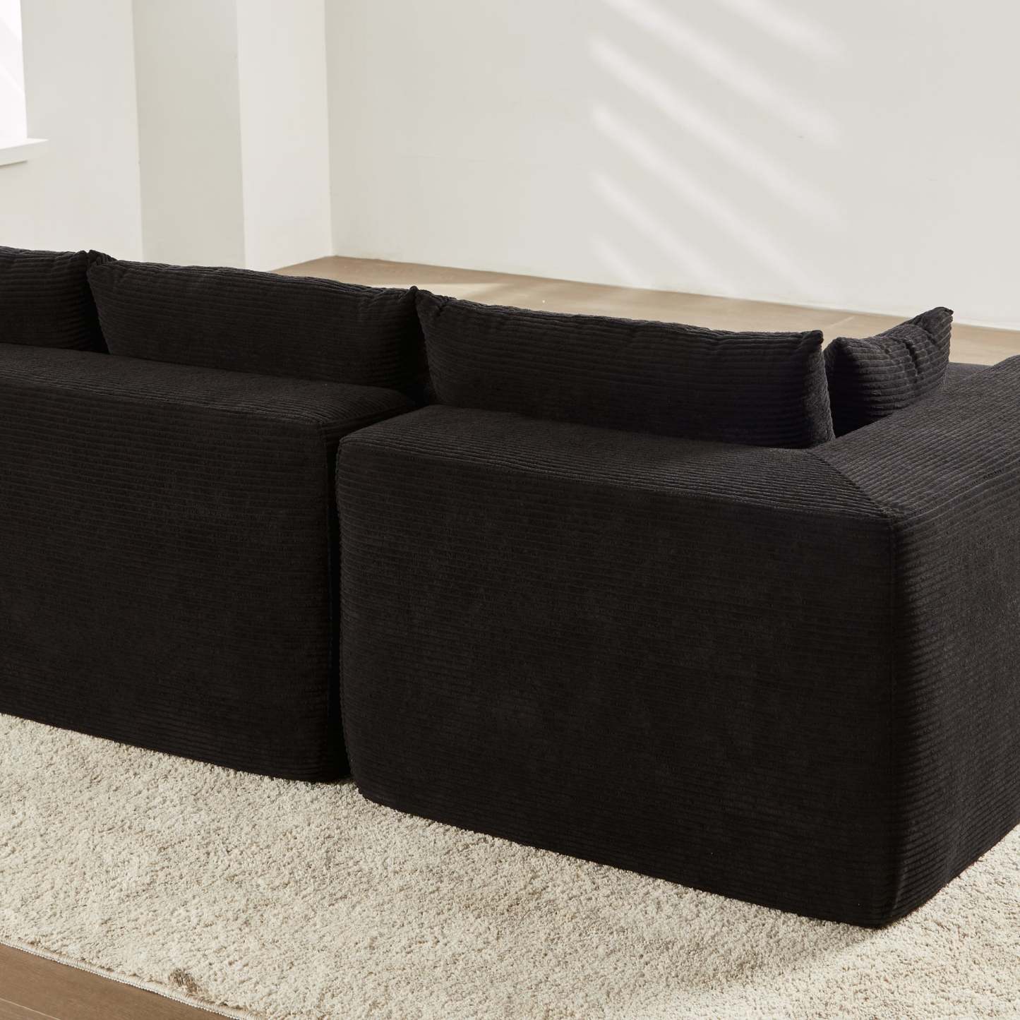104" L-Shape Modular Couch with Chaise,Corduroy Fabric,No Assembly Required