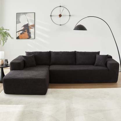 104" L-Shape Modular Couch with Chaise,Corduroy Fabric,No Assembly Required