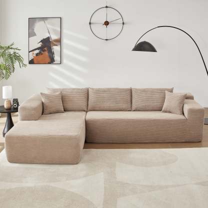 104" L-Shape Modular Couch with Chaise,Corduroy Fabric,No Assembly Required