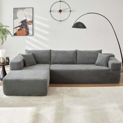 104" L-Shape Modular Couch with Chaise,Corduroy Fabric,No Assembly Required