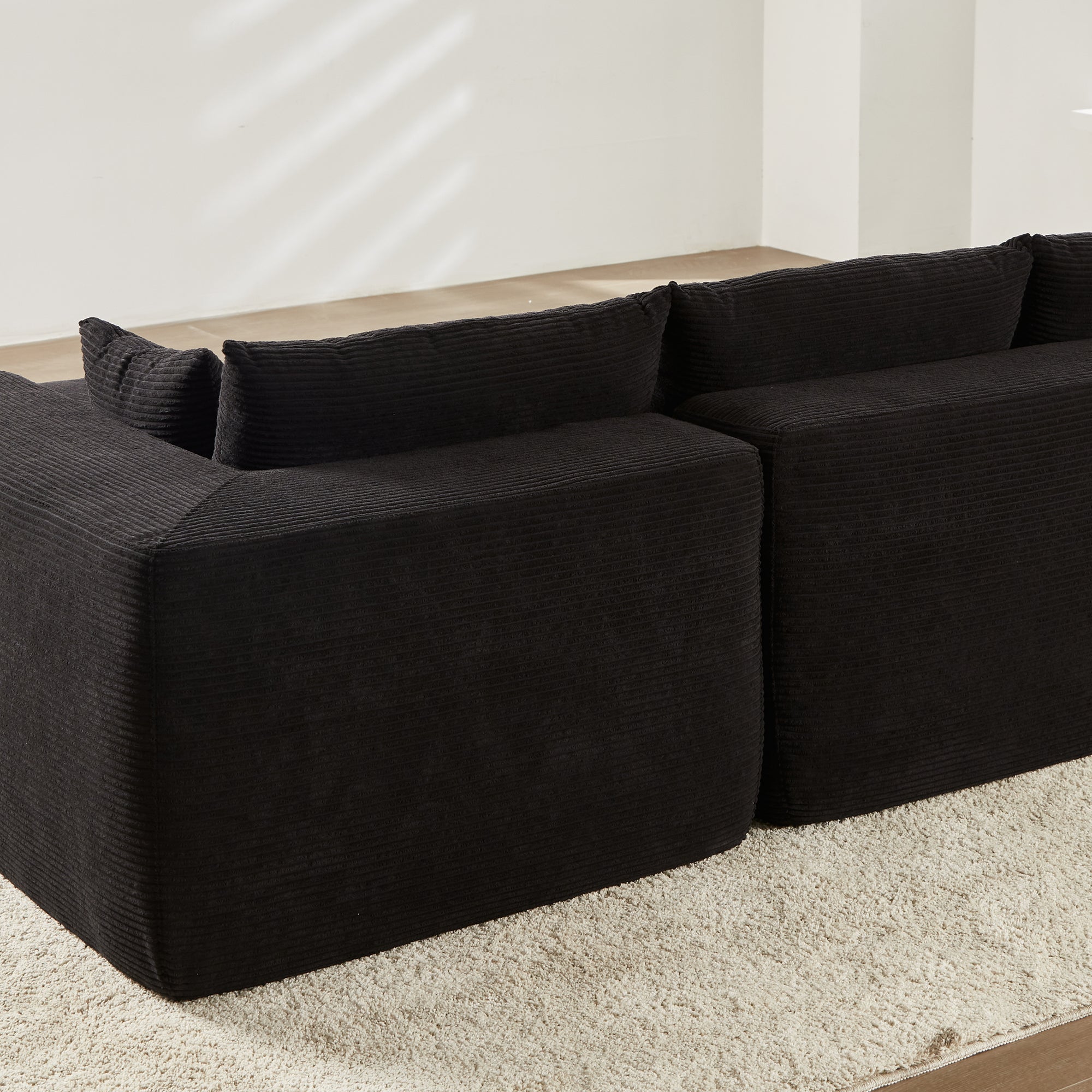 104" L-Shape Modular Couch with Chaise,Corduroy Fabric,No Assembly Required