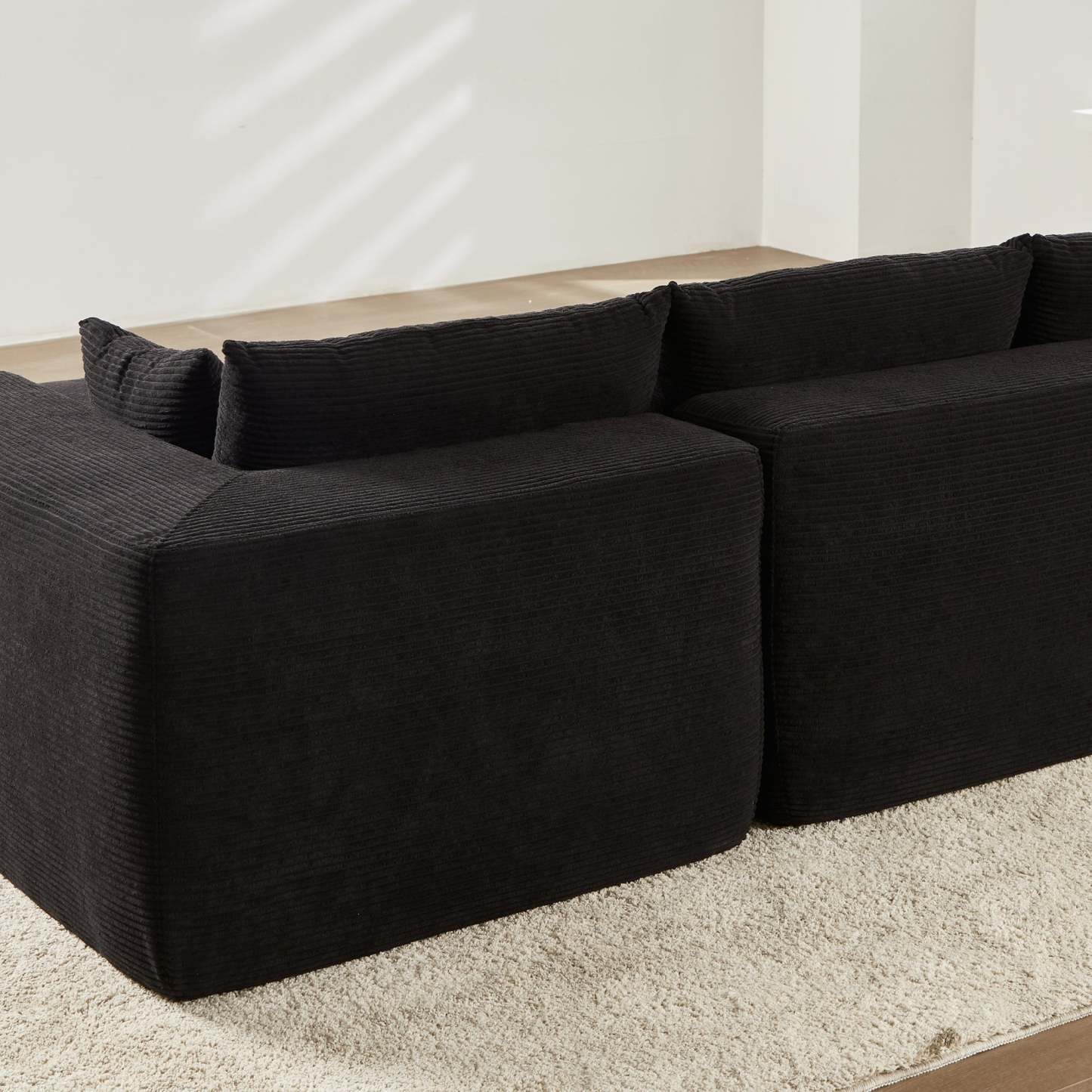 104" L-Shape Modular Couch with Chaise,Corduroy Fabric,No Assembly Required