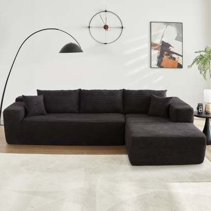 104" L-Shape Modular Couch with Chaise,Corduroy Fabric,No Assembly Required
