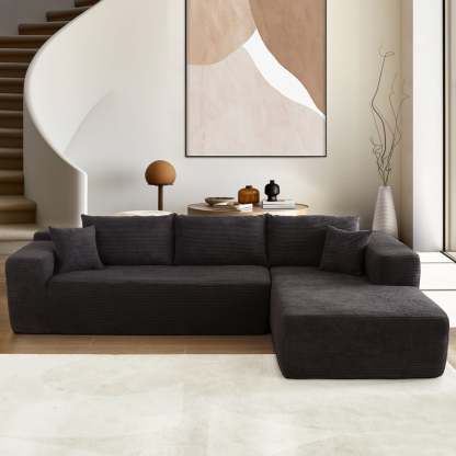 104" L-Shape Modular Couch with Chaise,Corduroy Fabric,No Assembly Required