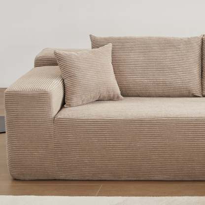 104" L-Shape Modular Couch with Chaise,Corduroy Fabric,No Assembly Required