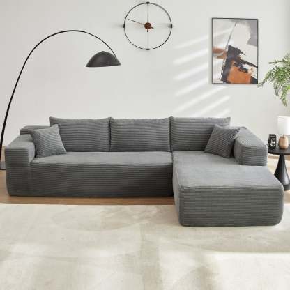 104" L-Shape Modular Couch with Chaise,Corduroy Fabric,No Assembly Required