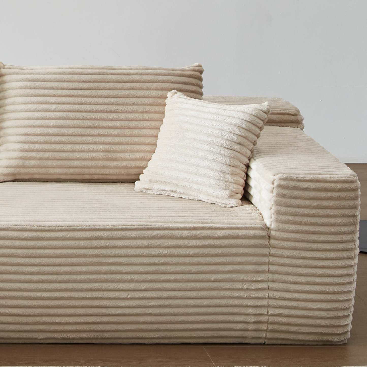 104" L-Shape Modular Couch with Chaise, Plush Corduroy Fabric, No Assembly Required