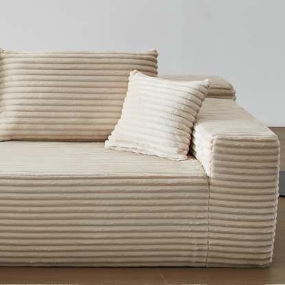 104" L-Shape Modular Couch with Chaise, Plush Corduroy Fabric, No Assembly Required