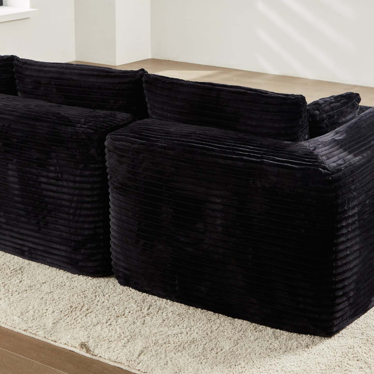 104" L-Shape Modular Couch with Chaise, Plush Corduroy Fabric, No Assembly Required