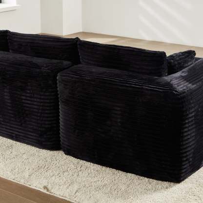 104" L-Shape Modular Couch with Chaise, Plush Corduroy Fabric, No Assembly Required