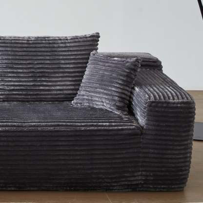 104" L-Shape Modular Couch with Chaise, Plush Corduroy Fabric, No Assembly Required