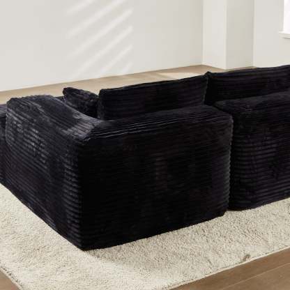 104" L-Shape Modular Couch with Chaise, Plush Corduroy Fabric, No Assembly Required