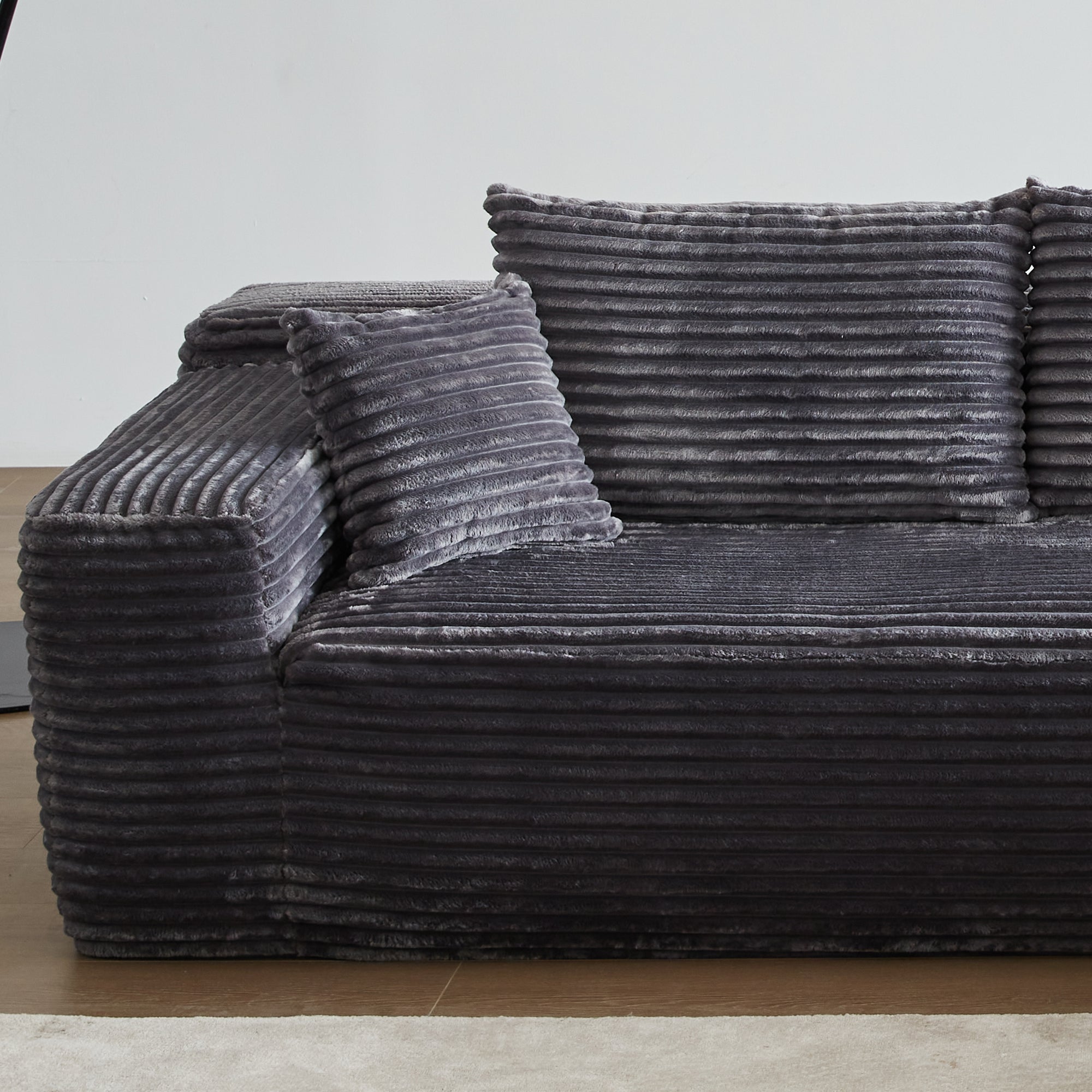 104" L-Shape Modular Couch with Chaise, Plush Corduroy Fabric, No Assembly Required