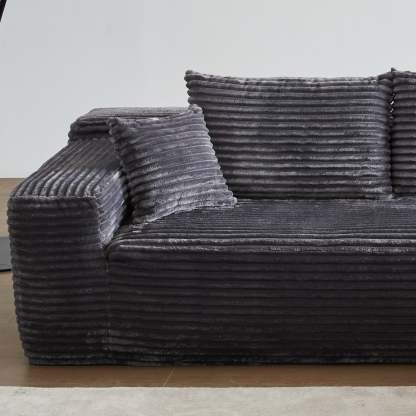 104" L-Shape Modular Couch with Chaise, Plush Corduroy Fabric, No Assembly Required