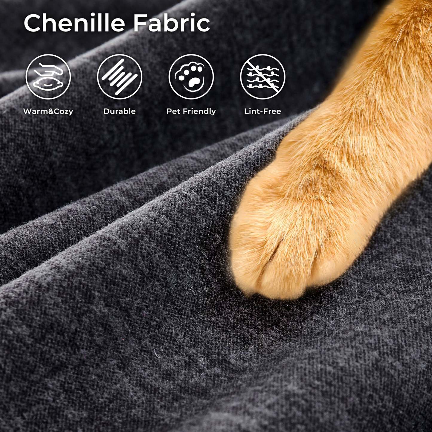 104" L-Shape Modular Couch with Chaise, Chenille Fabric, No Assembly Required