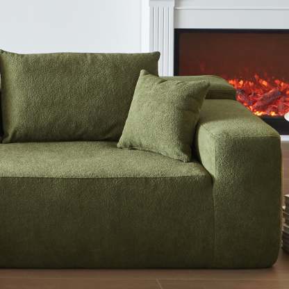 104" L-Shape Modular Couch with Chaise,Cloud Velvet Fabric,No Assembly Required