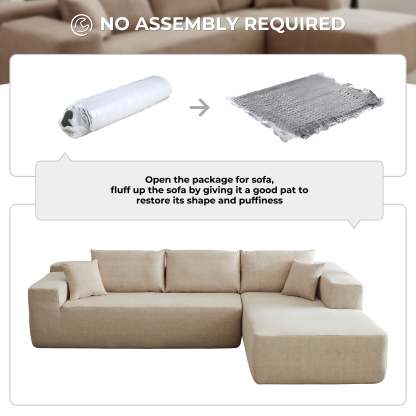104" L-Shape Modular Couch with Chaise, Chenille Fabric, No Assembly Required