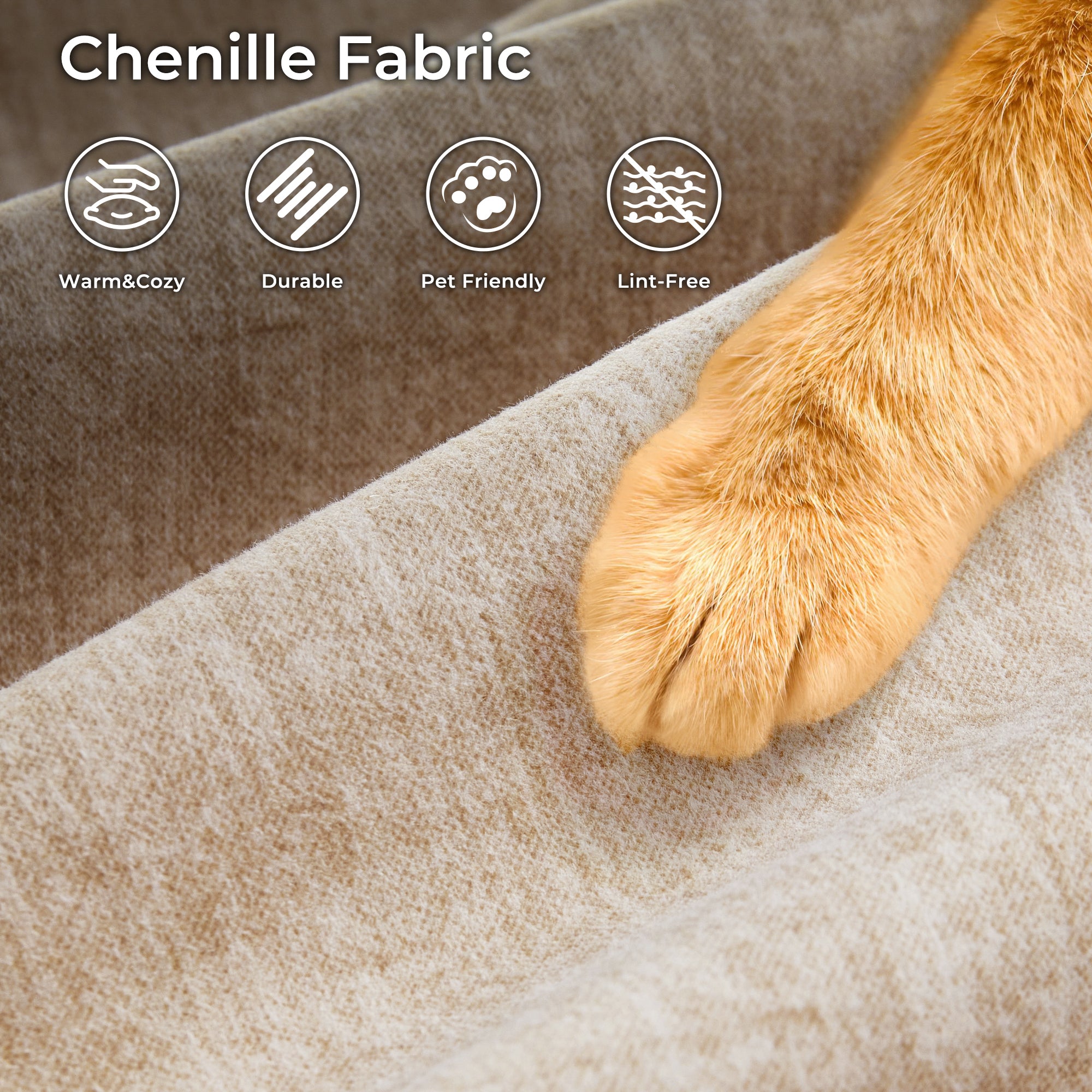 104" L-Shape Modular Couch with Chaise, Chenille Fabric, No Assembly Required