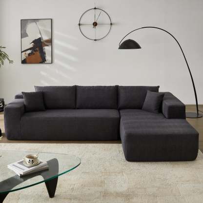 104" L-Shape Modular Couch with Chaise, Chenille Fabric, No Assembly Required