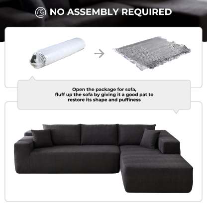 104" L-Shape Modular Couch with Chaise, Chenille Fabric, No Assembly Required
