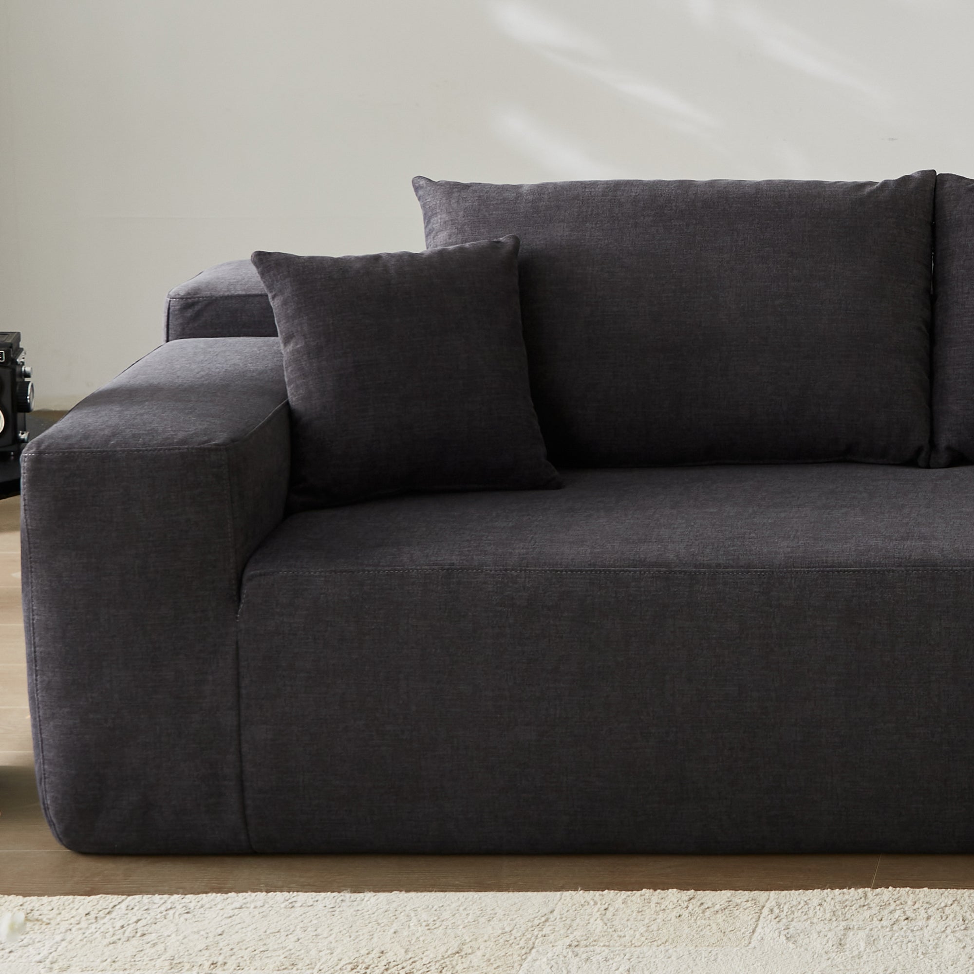 104" L-Shape Modular Couch with Chaise, Chenille Fabric, No Assembly Required