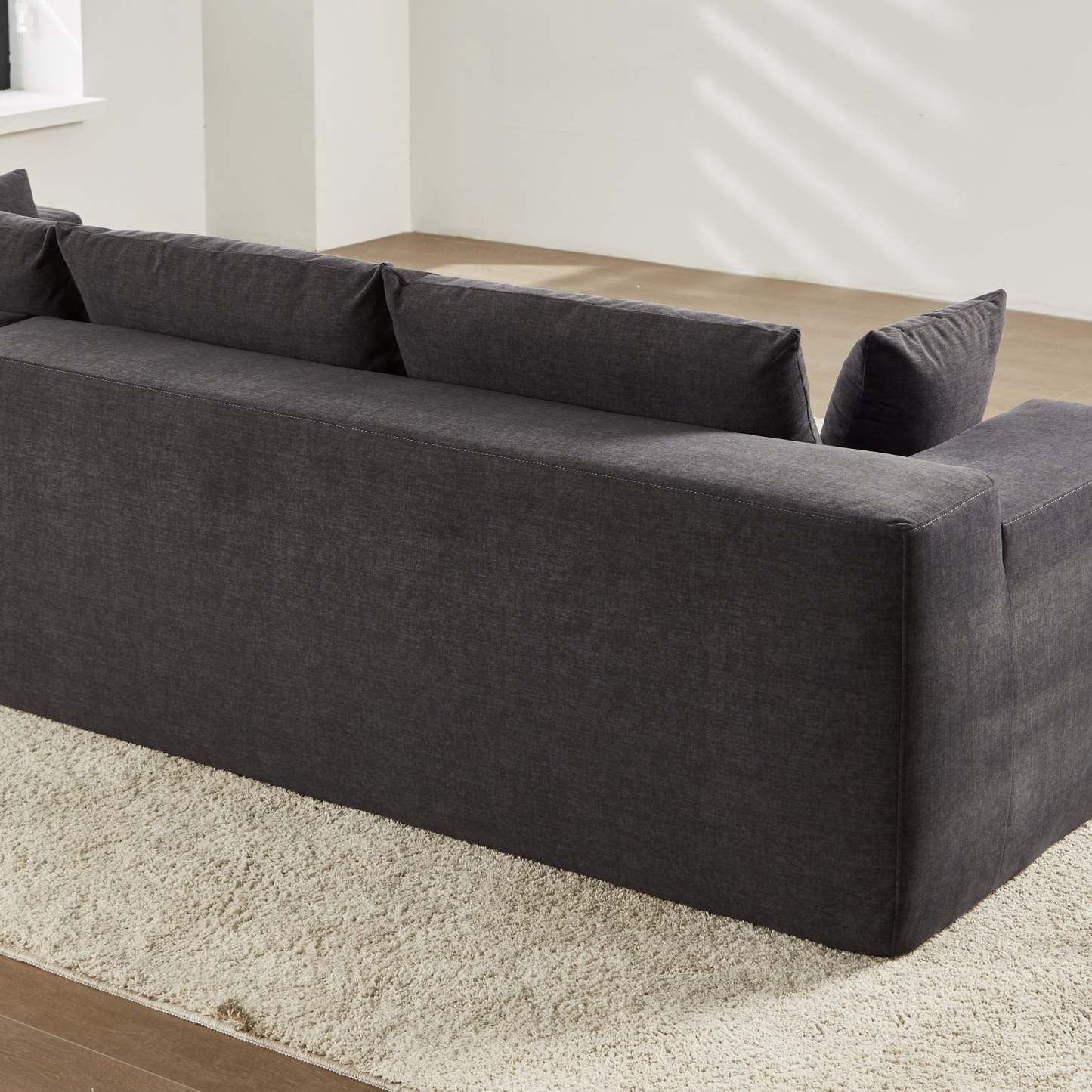 104" L-Shape Modular Couch with Chaise, Chenille Fabric, No Assembly Required