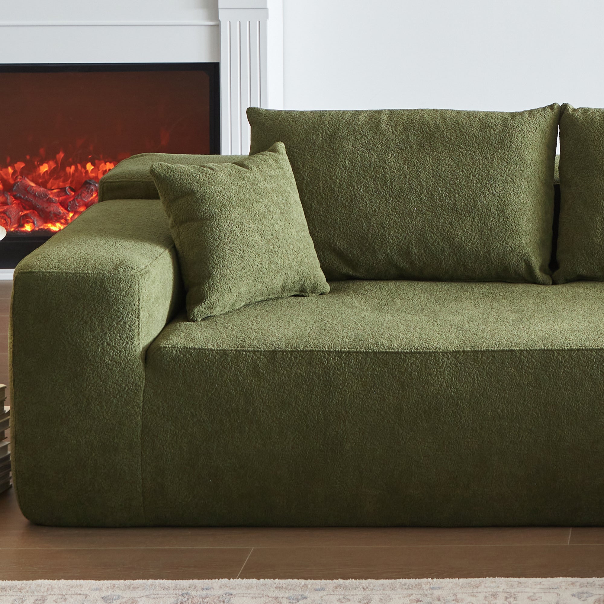 104" L-Shape Modular Couch with Chaise,Cloud Velvet Fabric,No Assembly Required