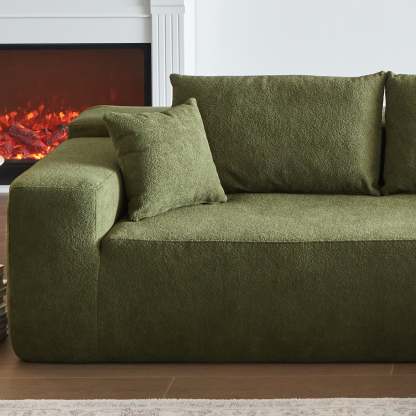 104" L-Shape Modular Couch with Chaise,Cloud Velvet Fabric,No Assembly Required