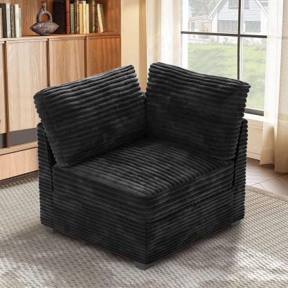 Living Room Modular Couch Corner Chair, 1 Wale Plush Corduroy Fabric
