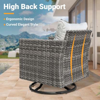 Patio Furniture Set 6-Piece with Swivel Rocking Chairs and Table