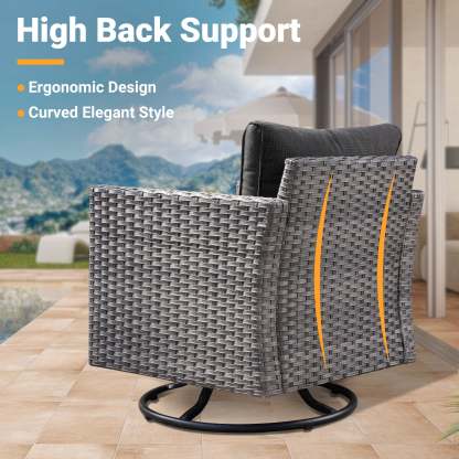 Patio Furniture Set 6-Piece with Swivel Rocking Chairs and Table