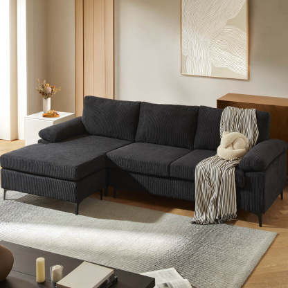 Living Room Sofa Reversible Chaise 100.40" Wide with Ottoman