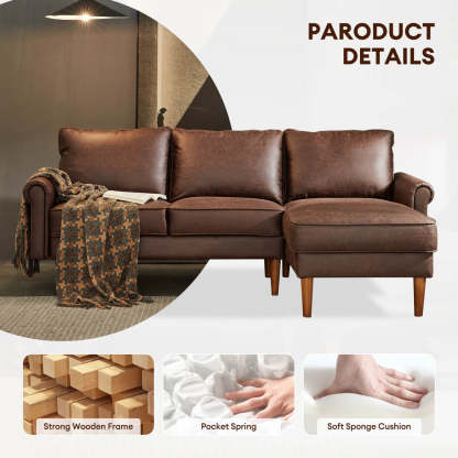 Living Room 81.50" Wide Sectional Chaise Sofa, L-Shaped Couch