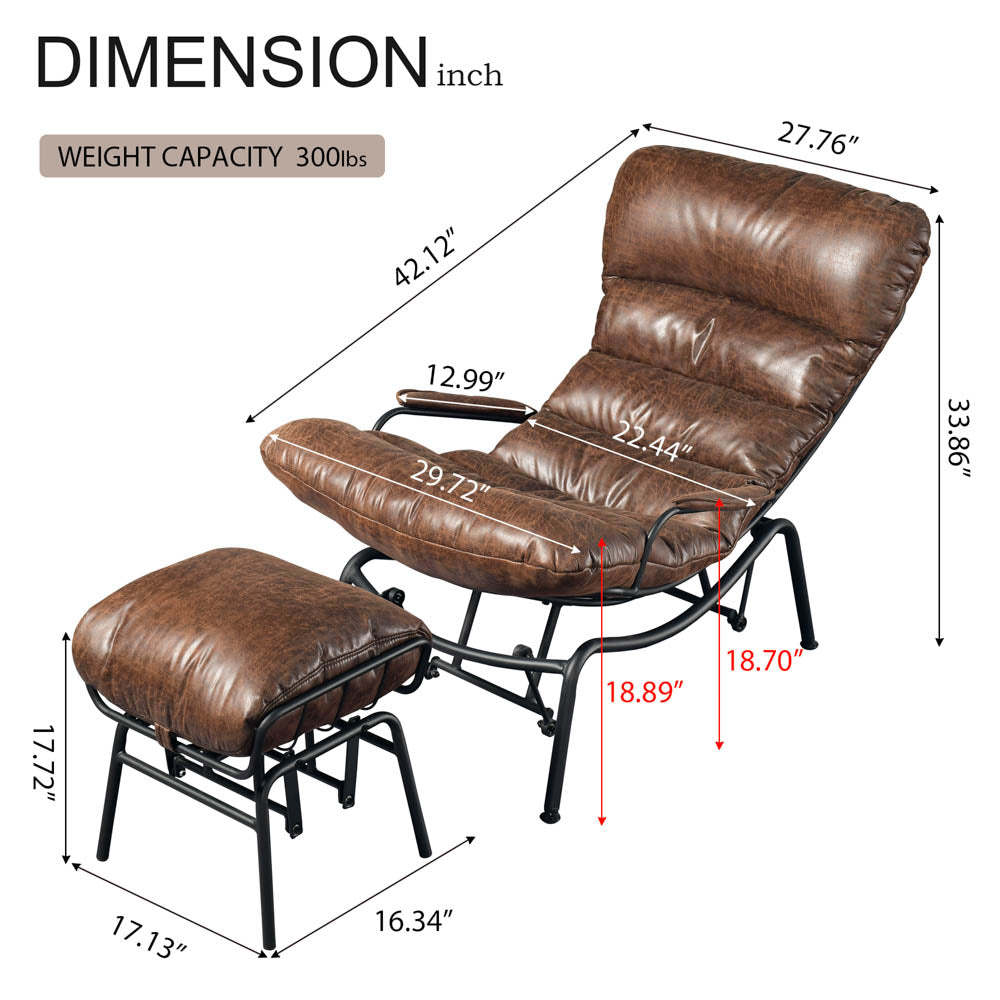Rocking Chair with Ottoman, Multi-Color, 110° Recliner