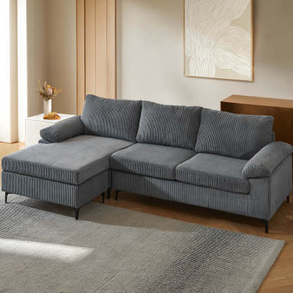 Living Room Sofa Reversible Chaise 100.40" Wide with Ottoman